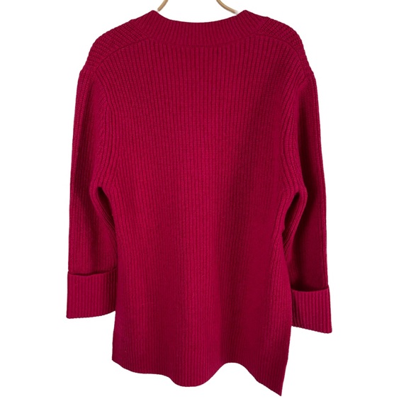 Athleta  Shasta V-Neck Oversized Sweater Fuchsia Size M Wool Blend - Picture 4 of 10